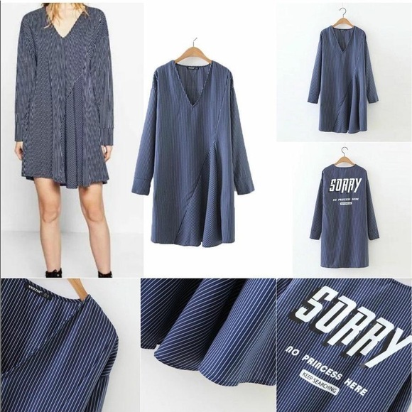 Zara “no princess here” blue striped dress - Picture 5 of 7